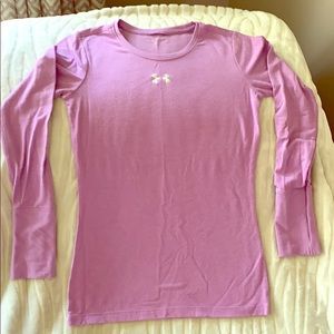 Girls long sleeved purple underarmour tee